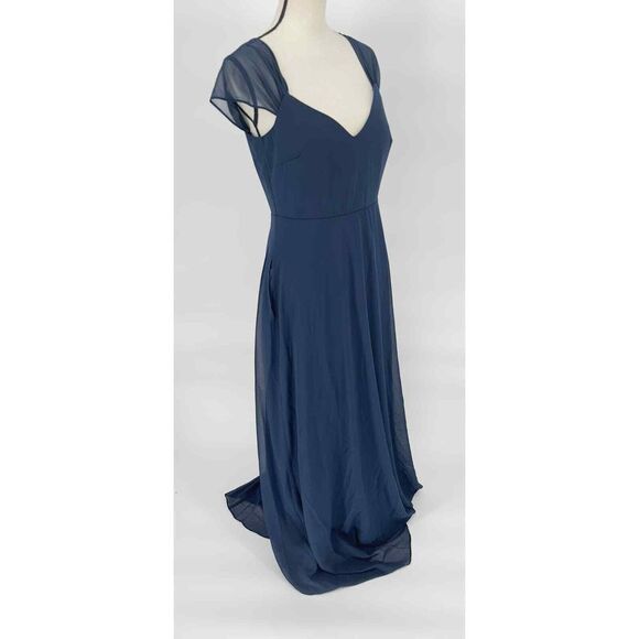 Birdy Grey women's Convertible Dress‎ Devin Chiffon Navy Size Medium - Picture 2 of 16